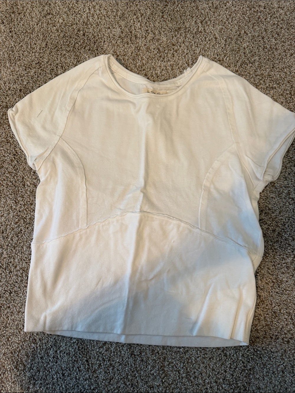 Free People Cream Short Sleeve Panel Pullover